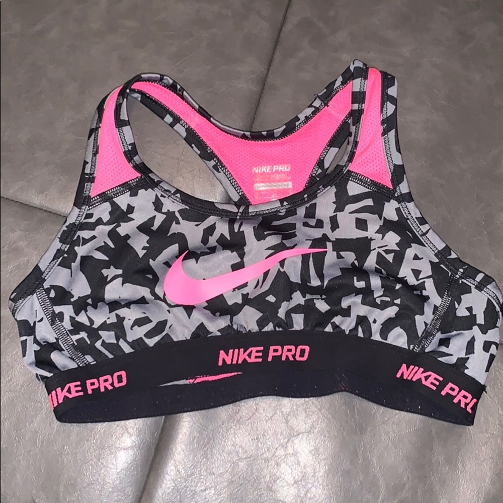 💕💪🏽Nike Pro Sports Bra-Pink/Black/Gray-Youth M